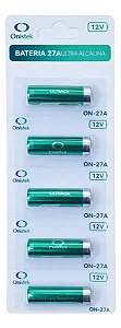 Cartela com 5 Baterias Ultra Alcalinas A27 Onistek – Controle de Portão
