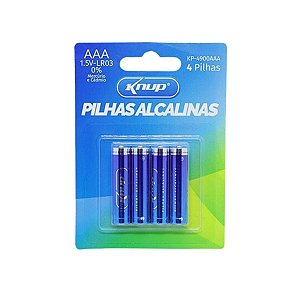 Blister de Pilha Alcalina AAA C/4 unidades Knup
