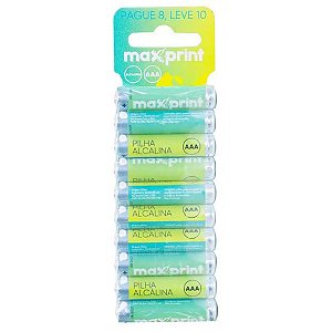 PILHA ALCALINA MAXPRINT AAA PEQ 1,5V PACOTE C/10 UNIDADES