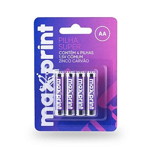 PILHA COMUM MAXPRINT AA 1,5V CARTELA C/4 UNIDADES