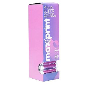 PILHA COMUM MAXPRINT AAA TUBO 1,5V CX C/ 60 UNIDADES