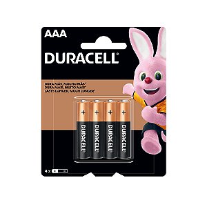 Blister de Pilha Alcalina AAA C/4 unidades Duracell
