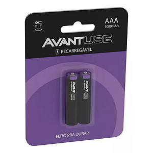 Kit Pilhas Recarregáveis AAA Com 02 Unidades 1000mah - Avant