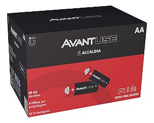 Caixa 48 Pilhas Alcalinas AA 12 Cartelas C/4 Uni 1.5v Avant