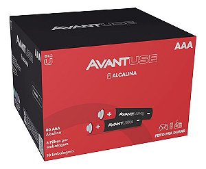 Caixa 80 Pilhas Alcalinas AAA 10 Cartelas C/8 Uni 1.5v Avant
