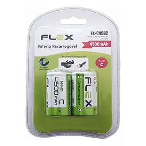 Cartela com 2 Baterias Recarregáveis Tipo C LR14 – 1,2V 4500mAh