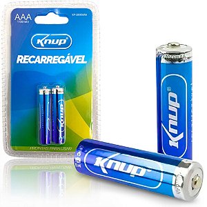 Blister 2 Pilhas AAA Recarregáveis 1100 Mah Knup