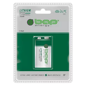 Bateria Recarregável 9V BAP – 250 mAh Tipo Li-ion
