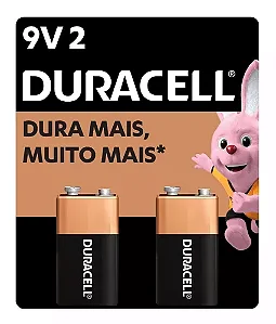 Cartela com 2 Baterias 9v Alcalina Duracell