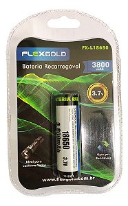 Cartela com 1 Bateria de Lítio 18650 FLEX GOLD – 3.800 mAh