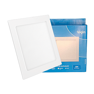 Luminária Plafon LED Quadrado Embutir 12W 6500K Branca Fria Bivolt Elgin