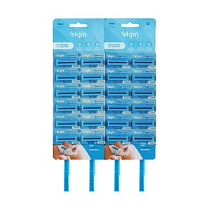 Kit com 24 Aparelhos de Barbear Manual Fast Shave Lamina Masculino Elgin