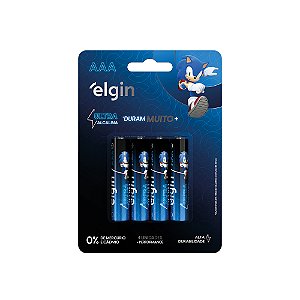 PILHA AAA ULTRA ALCALINA ELGIN BLISTER COM 4 UNIDADES ALTA DURAÇÃO