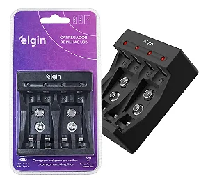 Carregador de Pilhas e Baterias AA/AAA/9V USB-C Elgin Tipo C