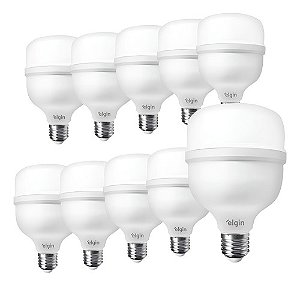 Kit 10 Lâmpadas Super Bulbo Led 30w 6500k Bivolt E27 - Elgin Branco-frio