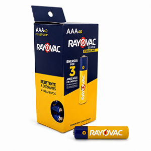 40 Pilhas Rayovac Aaa Palito Amarelinhas Tubo C/ 40 Unida