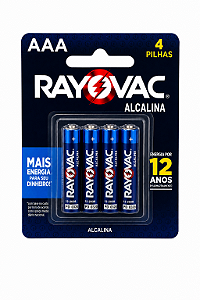 Pilha Alcalina Aaa Rayovac Cartela Com 4 Unidades Original