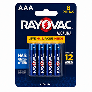 Pilha Alcalina Aaa Rayovac Cartela Com 8 Pilhas 1,5v