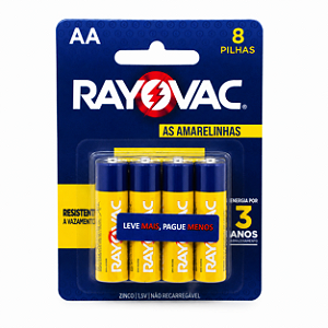 8 Pilhas Comum Aa Rayovac As Amarelinhas