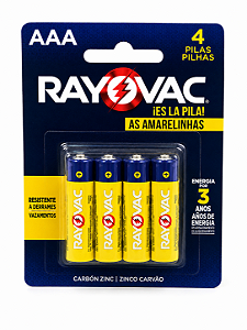 Pilha Aaa Rayovac Zinco C/4 Amarelinhas Alta Durabilidade