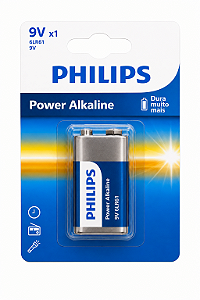 Cartela Com 01 Bateria 9v Alcalina Power Alkaline Philips