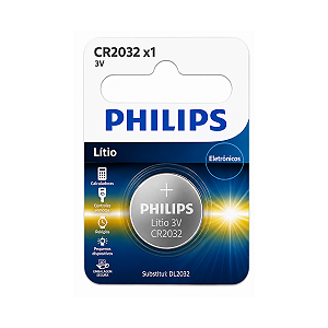 1 Bateria Cr2032 3v Philips Tipo Moeda Cartela 01 Unid
