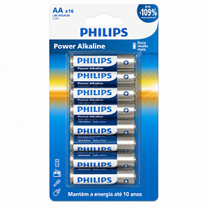 16 Pilhas Alcalina Aa Philips Bateria 2a Palito Aa