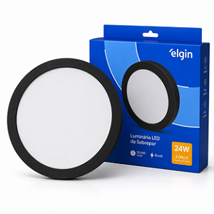 Luminária Plafon LED Sobrepor 24W 3000K Branca Morna Bivolt Elgin