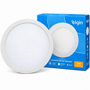 Luminária Plafon LED Sobrepor 24W 3000K Branca Morna Bivolt Elgin