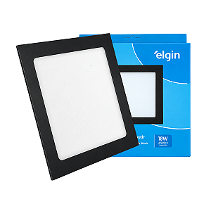 Luminária Plafon Preto LED Embutir Quadrada 18w 6500k Branca Fria Bivolt Elgin
