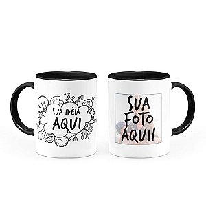 Caneca Personalizada Alça e Interior Preto 320ml
