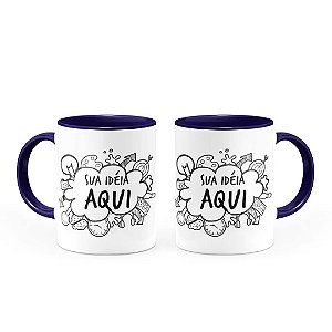 Caneca Personalizada Alça e Interior Azul Escuro 320ml