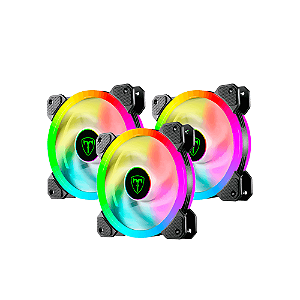 Kit Com 3 Fans Gamer T-Dagger T-Tgf513 Rgb Preto 120x25mm