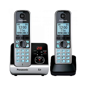 Telefone Sem Fio Panasonic Kxtg6722 Preto/Prata Base E Ramal
