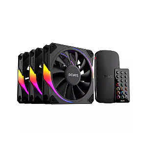 Kit 3 Fans ARGB Pcyes Sangue Frio 3 Black Vulcan 120Mm