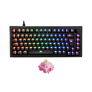 Teclado Mecânico Akko 5075S Clear Black ABNT2 Switch V3 Cream Purple Pro