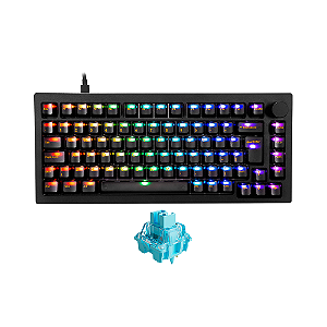 Teclado Mecânico Akko 5075S Clear Black ABNT2 Switch V3 Cream Blue Pro