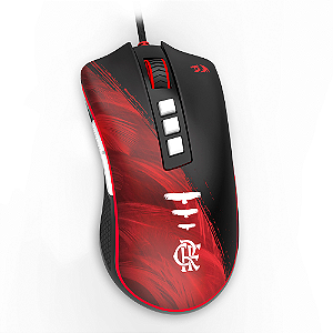 Mouse Gamer Redragon Flamengo Attack Preto e Vermelho LED Vermelho