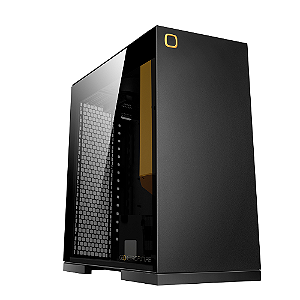 Gabinete Gamer Geometric Future Model 8 Lohan Rotacionado Preto e Amarelo