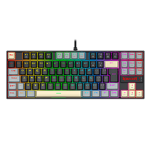 Teclado Mecânico Gamer Redragon Kumara RGB Switch Brown Preto Cinza e Amarelo