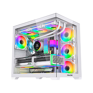 Gabinete Gamer Round5 Genos Mid Tower ATX Sem Fan Aquário Vidro Branco