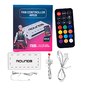 Controladora Gamer Para Cooler Round5 PWM e ARGB Hub Com Controle Branco