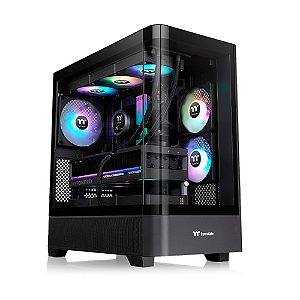 Gabinete Gamer Thermaltake View 290 TG Mid Tower Curved Glass Com 3 Fan ARGB Preto
