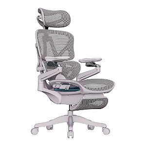 Cadeira Ergonômica Elements EOS Com Ajuste Elétrico e Descanso de Pés Branca e Cinza