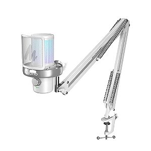 Microfone Wireless Gamer Maono DM40 PRO S Com AI Condensador RGB Braço Articulado Branco