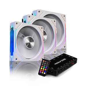 Kit 3 Fans Round5 Nordwind Forward 120 ARGB Com Controladora Branco