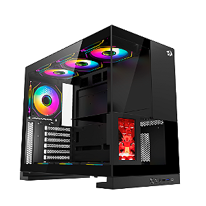 Gabinete Gamer Redragon Eternal Pro ATX Com Tela LCD Sem Fans Preto