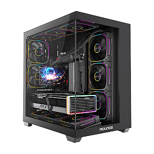 Gabinete Gamer Round5 Asuka Mid Tower ATX Sem Fans Preto