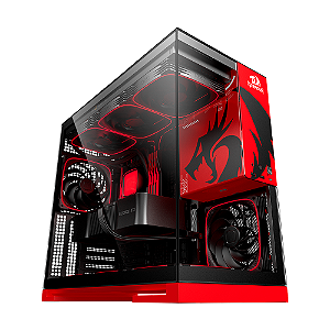Gabinete Gamer Geometric Future Model 5 Redragon 5 Fans ARGB Preto e Vermelho
