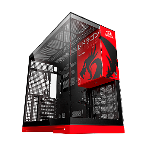Gabinete Gamer Geometric Future Model 5 Redragon Preto e Vermelho
